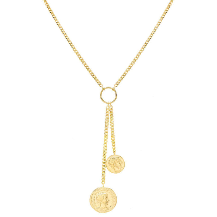 14K Gold Caesar Coin Lariat 14K - Adina Eden's Jewels
