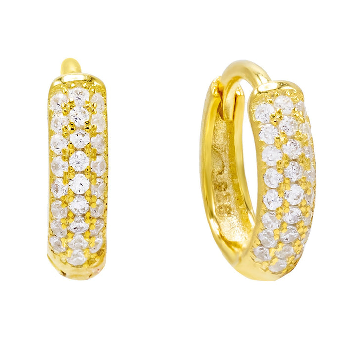 Gold / 13 MM Pavé Huggie Earring - Adina Eden's Jewels