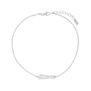 Silver Gothic Nameplate Anklet - Adina Eden's Jewels
