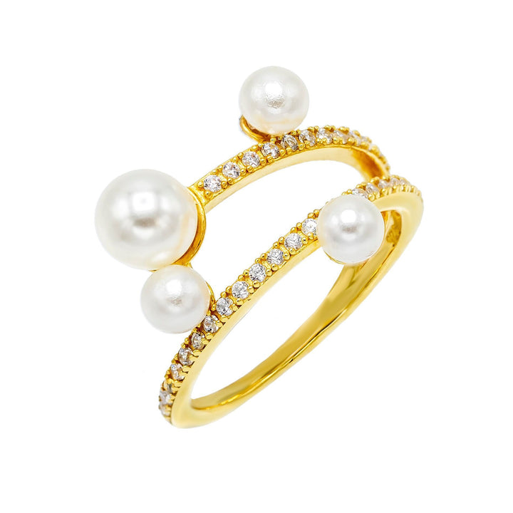 Pearl White / 7 Pearl CZ Ring - Adina Eden's Jewels