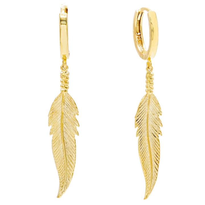 Gold Single Leaf Huggie Earring - Adina Eden's Jewels