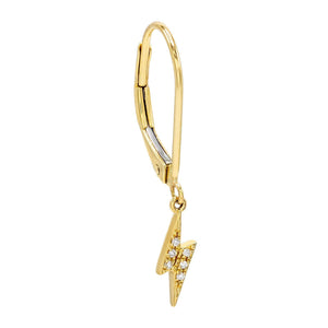 14K Gold / Single Diamond Lightning Bolt Huggie Earring 14K - Adina Eden's Jewels