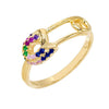 Multi-Color / 8 Multi-Color Safety Pin Ring - Adina Eden's Jewels