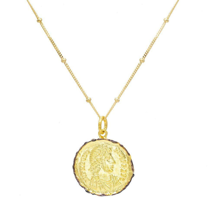 Gold Roman Vintage Coin Necklace - Adina Eden's Jewels
