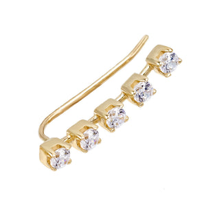 14K Gold / Single Tennis Stone Ear Climber 14K - Adina Eden's Jewels