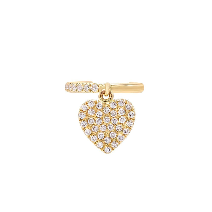 14K Gold Diamond Heart Dangle Ear Cuff 14K - Adina Eden's Jewels