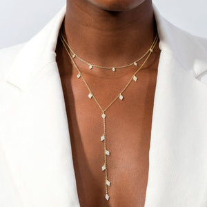  CZ Dainty Diamond Charms Link Necklace - Adina Eden's Jewels