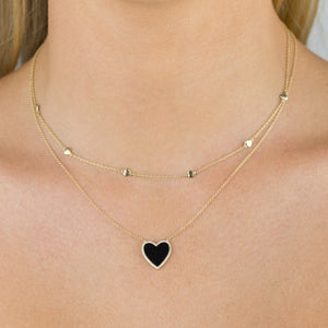  Diamond Onyx Heart Necklace 14K - Adina Eden's Jewels