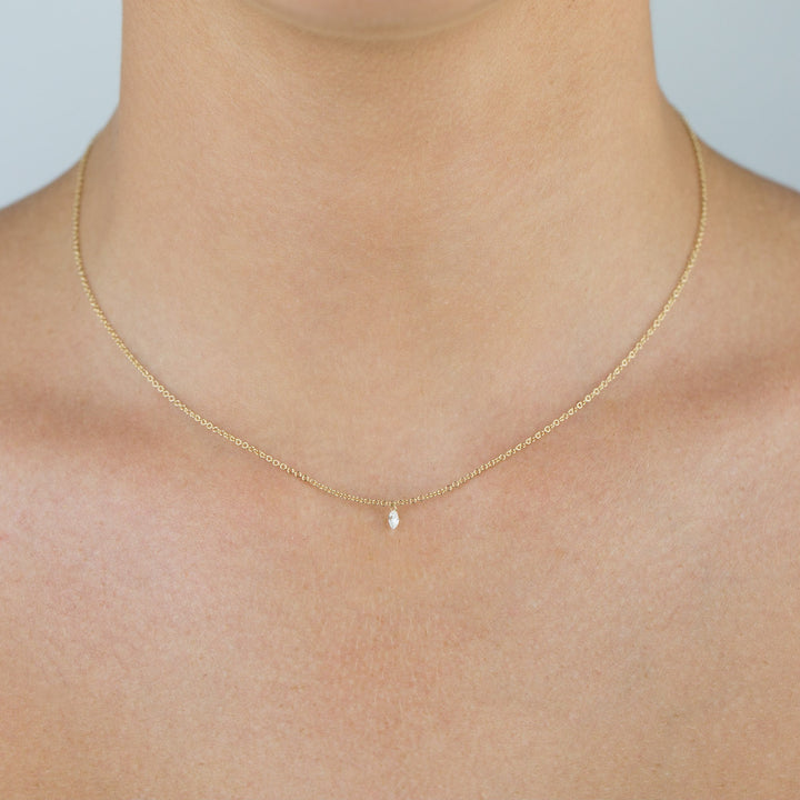  Floating Diamond Marquee Necklace 14K - Adina Eden's Jewels