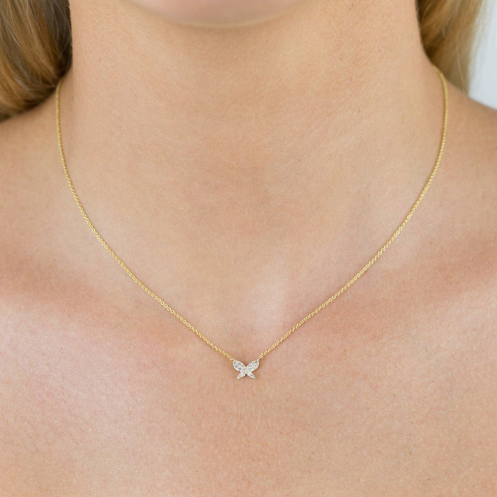  Diamond Dainty Butterfly Necklace 14K - Adina Eden's Jewels