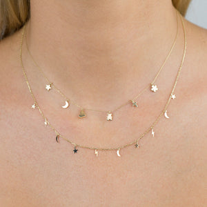  Solid Dainty Charms Necklace 14K - Adina Eden's Jewels