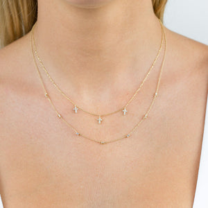  Diamond Multi Cross Necklace 14K - Adina Eden's Jewels