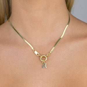  Gothic Initial Herringbone Necklace - Adina Eden's Jewels