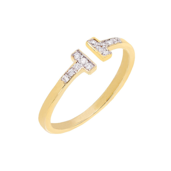 14K Gold Diamond Bar Ring 14K - Adina Eden's Jewels