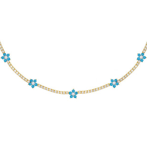 Turquoise Pastel Flower Tennis Choker - Adina Eden's Jewels