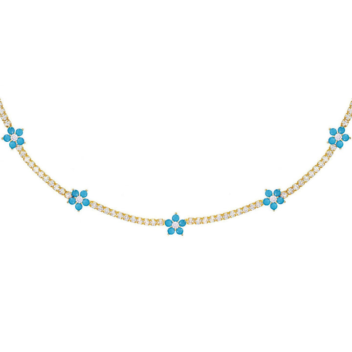 Turquoise Pastel Flower Tennis Choker - Adina Eden's Jewels