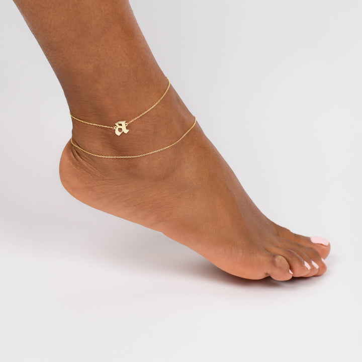  Gothic Initial Anklet - Adina Eden's Jewels