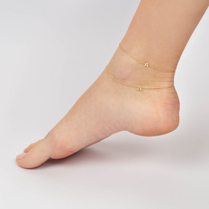  Solid Uppercase Initial Anklet - Adina Eden's Jewels