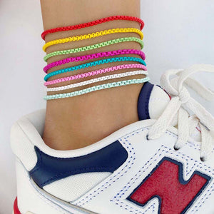 Pink Enamel Rope Chain Anklet - Adina Eden's Jewels