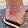  Neon Pink Enamel Bead Anklet - Adina Eden's Jewels
