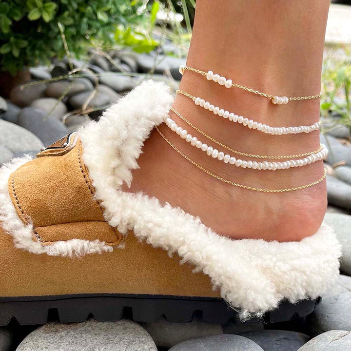  Freshwater Pearl Chain Anklet - Adina Eden's Jewels