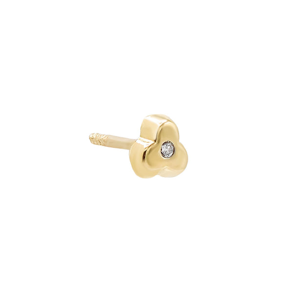 14K Gold Diamond Leaf Flower Stud Earring | Adina Eden Jewels