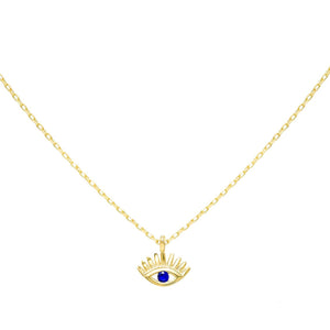Sapphire Blue Evil Eye Lash Necklace - Adina Eden's Jewels