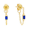 Sapphire Blue Stone Chain Stud Earring - Adina Eden's Jewels