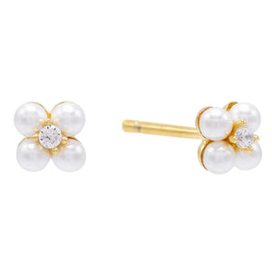 Pearl White Pearl Flower Stud Earring - Adina Eden's Jewels