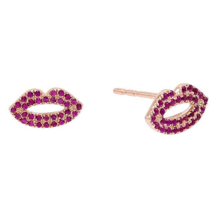 Sapphire Pink Lip Stud Earring 14K - Adina Eden's Jewels