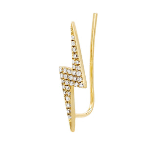 14K Gold / Single Diamond Lightning Bolt Ear Climber 14K - Adina Eden's Jewels