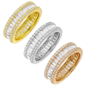 Combo / 5 Round X Baguette Eternity Band Combo Set - Adina Eden's Jewels