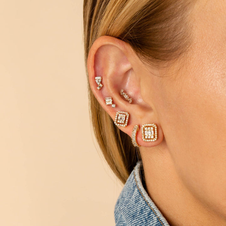  Tiny Diamond Baguette Stud Earring 14K - Adina Eden's Jewels