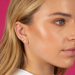  Heart Bezel Solitaire Stud Earring - Adina Eden's Jewels