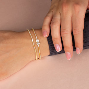  Teardrop X Emerald Bezel-Set Thin Tennis Bracelet - Adina Eden's Jewels
