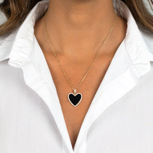  Pave Outlined Heart Stone Necklace - Adina Eden's Jewels