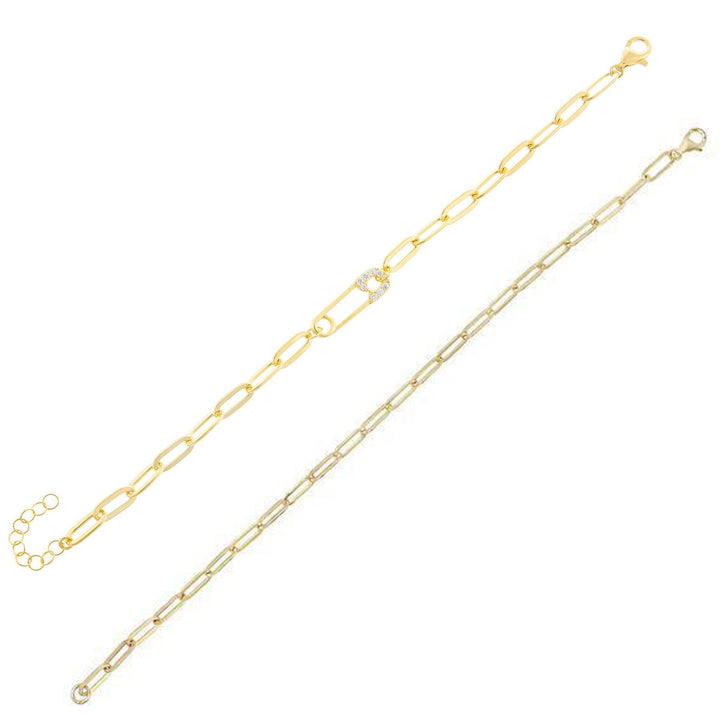 Gold Pavé x Solid Link Bracelet Combo Set - Adina Eden's Jewels
