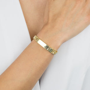  Engravable Hollow Double Curb Bar Chain Bracelet - Adina Eden's Jewels