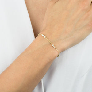  CZ Bezel Cross Bracelet - Adina Eden's Jewels