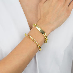  Hollow Rolo Bar Chain Bracelet - Adina Eden's Jewels
