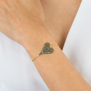  Onyx Pavé Large Heart Bracelet - Adina Eden's Jewels
