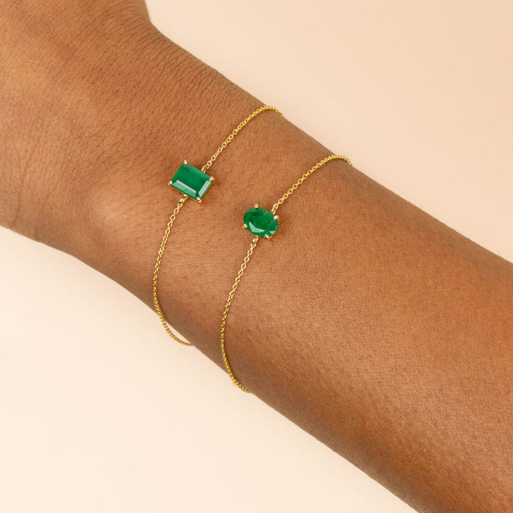  Green Emerald Cut Bracelet 14K - Adina Eden's Jewels