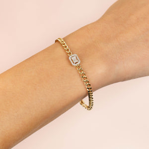  CZ Illusion Cuban Bracelet 14K - Adina Eden's Jewels