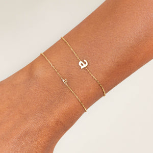  Tiny Solid Lowercase Initial Bracelet - Adina Eden's Jewels