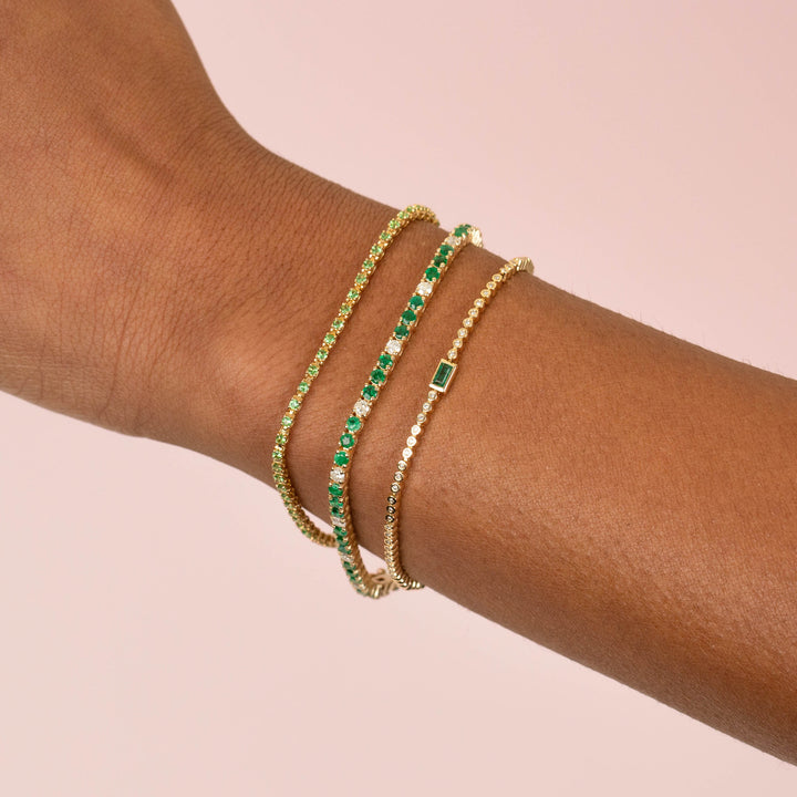  Emerald Thin Tennis Bracelet 14K - Adina Eden's Jewels