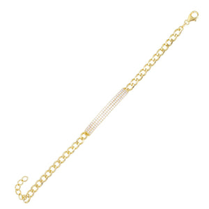 Gold Pavé Bar Link Bracelet - Adina Eden's Jewels
