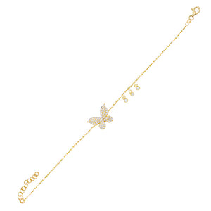 Gold CZ Bezel Butterfly Bracelet - Adina Eden's Jewels