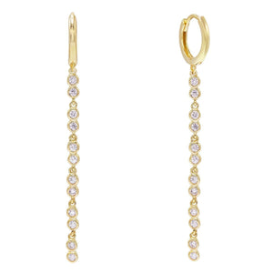 Gold Bezel Drop Huggie Earring - Adina Eden's Jewels