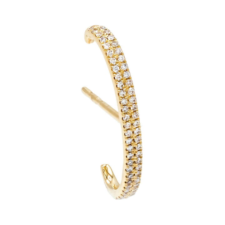 14K Gold / Single Diamond Double Row Hook Stud Earring 14K - Adina Eden's Jewels