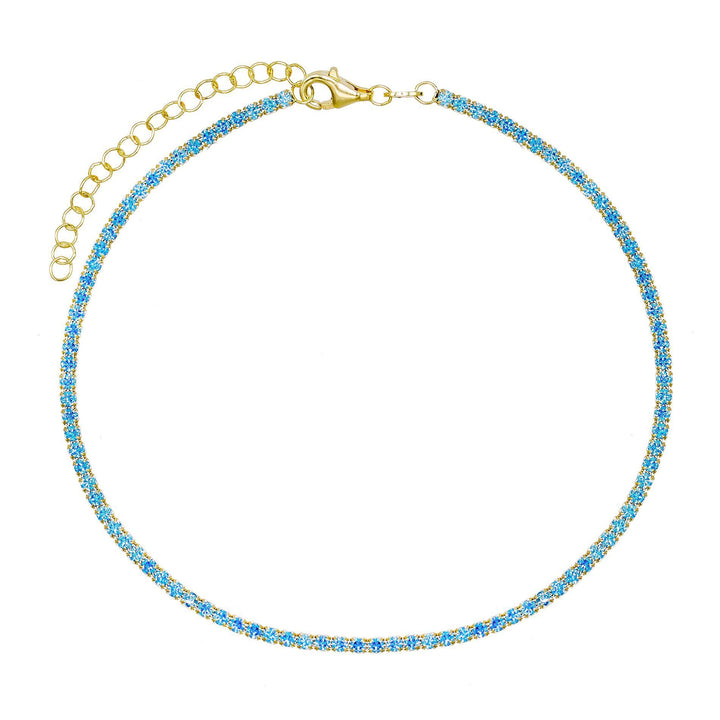 Aqua Blue Pastel Tennis Anklet - Adina Eden's Jewels